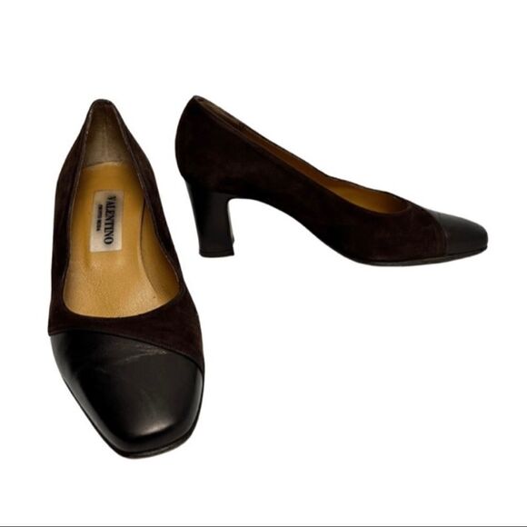 Valentino Brown Suede Heels - Picture 2 of 10